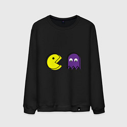 Свитшот хлопковый мужской Пакман-охотник, цвет: черный