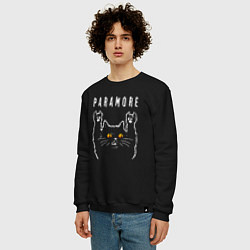 Свитшот хлопковый мужской Paramore rock cat, цвет: черный — фото 2