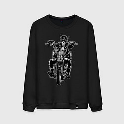 Свитшот хлопковый мужской Skull biker with beer, цвет: черный