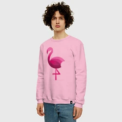 Свитшот хлопковый мужской Фламинго минималистичный, цвет: светло-розовый — фото 2