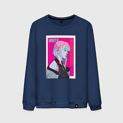 Свитшот хлопковый мужской Винтер из Aespa - киберпанка стиль, цвет: тёмно-синий
