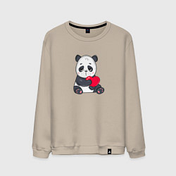 Свитшот хлопковый мужской Панда с сердцем, цвет: миндальный