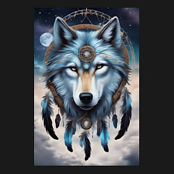 Свитшот хлопковый мужской Шаман волк, цвет: черный — фото 2