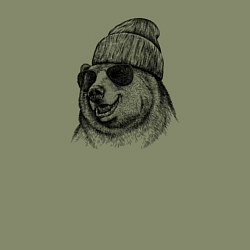 Свитшот хлопковый мужской Медведь в шапке, цвет: авокадо — фото 2