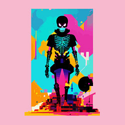 Свитшот хлопковый мужской Funny skeleton - pop art - neural network, цвет: светло-розовый — фото 2