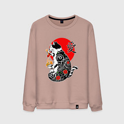 Мужской свитшот Котик - якудза и иероглиф