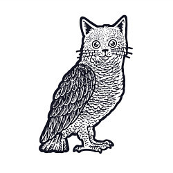 Свитшот хлопковый мужской Кошка сова, цвет: белый — фото 2