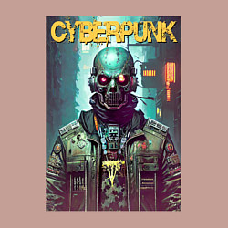 Свитшот хлопковый мужской Cyberpunk - urban skull - neural network, цвет: пыльно-розовый — фото 2