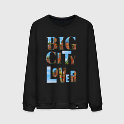 Свитшот хлопковый мужской Big city lover Moscow, цвет: черный