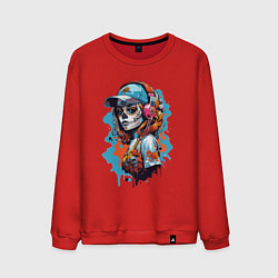 Свитшот хлопковый мужской Девушка калавера, цвет: красный