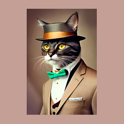 Свитшот хлопковый мужской Портрет кота джентльмена в шляпе, цвет: пыльно-розовый — фото 2