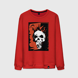 Свитшот хлопковый мужской Punks skull, цвет: красный