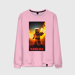 Свитшот хлопковый мужской Roblox avatar fire, цвет: светло-розовый