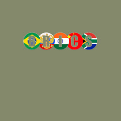 Свитшот хлопковый мужской Надпись: BRICS с флагами государств участников, цвет: авокадо — фото 2