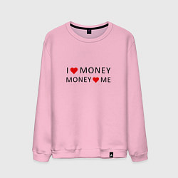 Свитшот хлопковый мужской Надпись Я люблю деньги деньги любят меня, цвет: светло-розовый