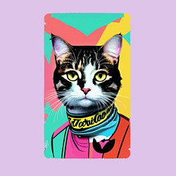 Свитшот хлопковый мужской Pop art cat - neural network, цвет: лаванда — фото 2