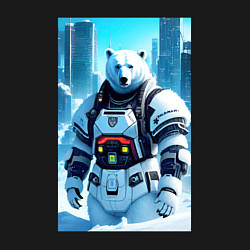 Свитшот хлопковый мужской Polar bear - cyberpunk - neural network, цвет: черный — фото 2