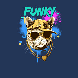 Свитшот хлопковый мужской Кот рэпер: funky - AI art, цвет: тёмно-синий — фото 2