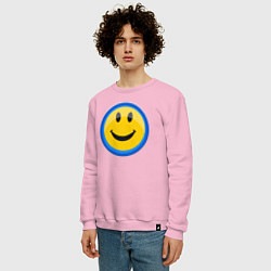 Свитшот хлопковый мужской Смайлик улыбающийся эмодзи, цвет: светло-розовый — фото 2