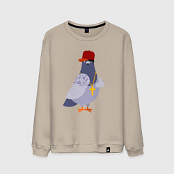 Мужской свитшот Крутой голубь в кепке показывает f**k