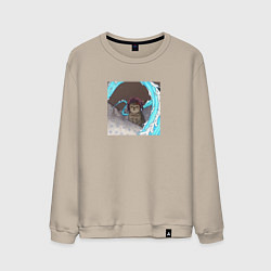 Свитшот хлопковый мужской Танджиро- котик, цвет: миндальный