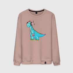 Свитшот хлопковый мужской Music dino, цвет: пыльно-розовый