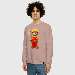 Свитшот хлопковый мужской Марио-строитель, цвет: пыльно-розовый — фото 2