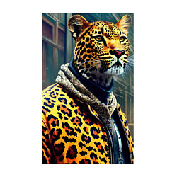 Свитшот хлопковый мужской Крутой леопард житель мегаполиса, цвет: белый — фото 2