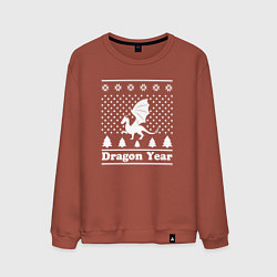 Свитшот хлопковый мужской Sweater dragon year, цвет: кирпичный