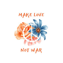 Свитшот хлопковый мужской Make love not war2, цвет: белый — фото 2