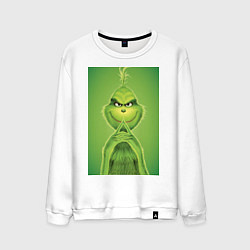 Свитшот хлопковый мужской Коварный Гринч похититель Рождества, цвет: белый