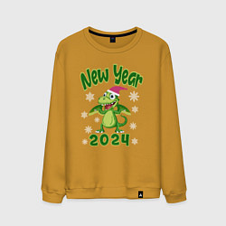 Свитшот хлопковый мужской Год зеленого деревянного дракона 2024, цвет: горчичный