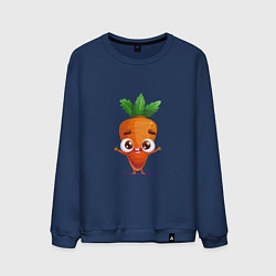 Свитшот хлопковый мужской Морковка кавайная, цвет: тёмно-синий