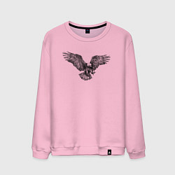 Свитшот хлопковый мужской Орёл гравюра, цвет: светло-розовый