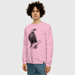 Свитшот хлопковый мужской Орёл на ветке, цвет: светло-розовый — фото 2