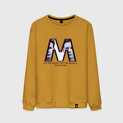 Свитшот хлопковый мужской Depeche Mode - Andy Fletcher Face, цвет: горчичный