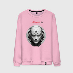 Свитшот хлопковый мужской Лицо робота, цвет: светло-розовый