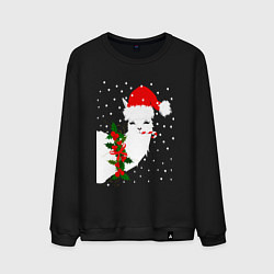 Мужской свитшот Лама - альпака Санта Клаус