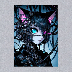 Свитшот хлопковый мужской Cyber cat - ai art, цвет: меланж — фото 2