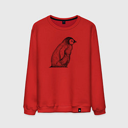 Свитшот хлопковый мужской Пингвинёнок сбоку, цвет: красный