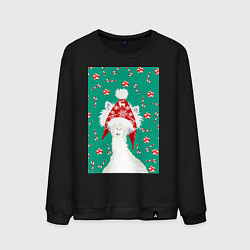 Мужской свитшот Лама - альпака в ушанке