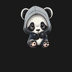 Свитшот хлопковый мужской Грустная панда, цвет: черный — фото 2