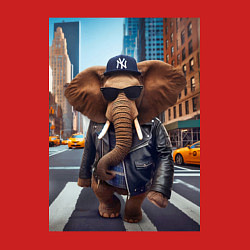 Свитшот хлопковый мужской Funny elephant - a New Yorker - ai art, цвет: красный — фото 2