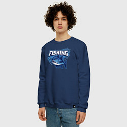 Свитшот хлопковый мужской Fishing style, цвет: тёмно-синий — фото 2