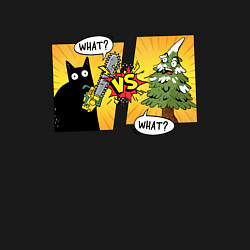 Свитшот хлопковый мужской Кот против елки, цвет: черный — фото 2