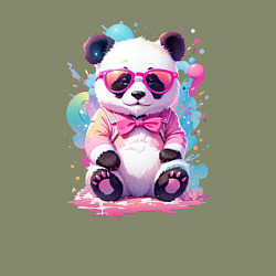 Свитшот хлопковый мужской Милая панда в розовых очках и бантике, цвет: авокадо — фото 2