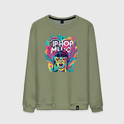 Свитшот хлопковый мужской Hip-Hop music, цвет: авокадо