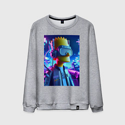 Свитшот хлопковый мужской Cyber Bart - ai art - neon, цвет: меланж