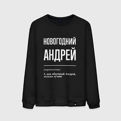 Свитшот хлопковый мужской Новогодний Андрей, цвет: черный