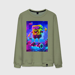 Мужской свитшот Sponge Bob on a gyro scooter - ai art